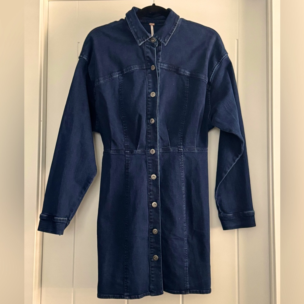 Free People Amber Stretch-Denim Minidress Sz 4